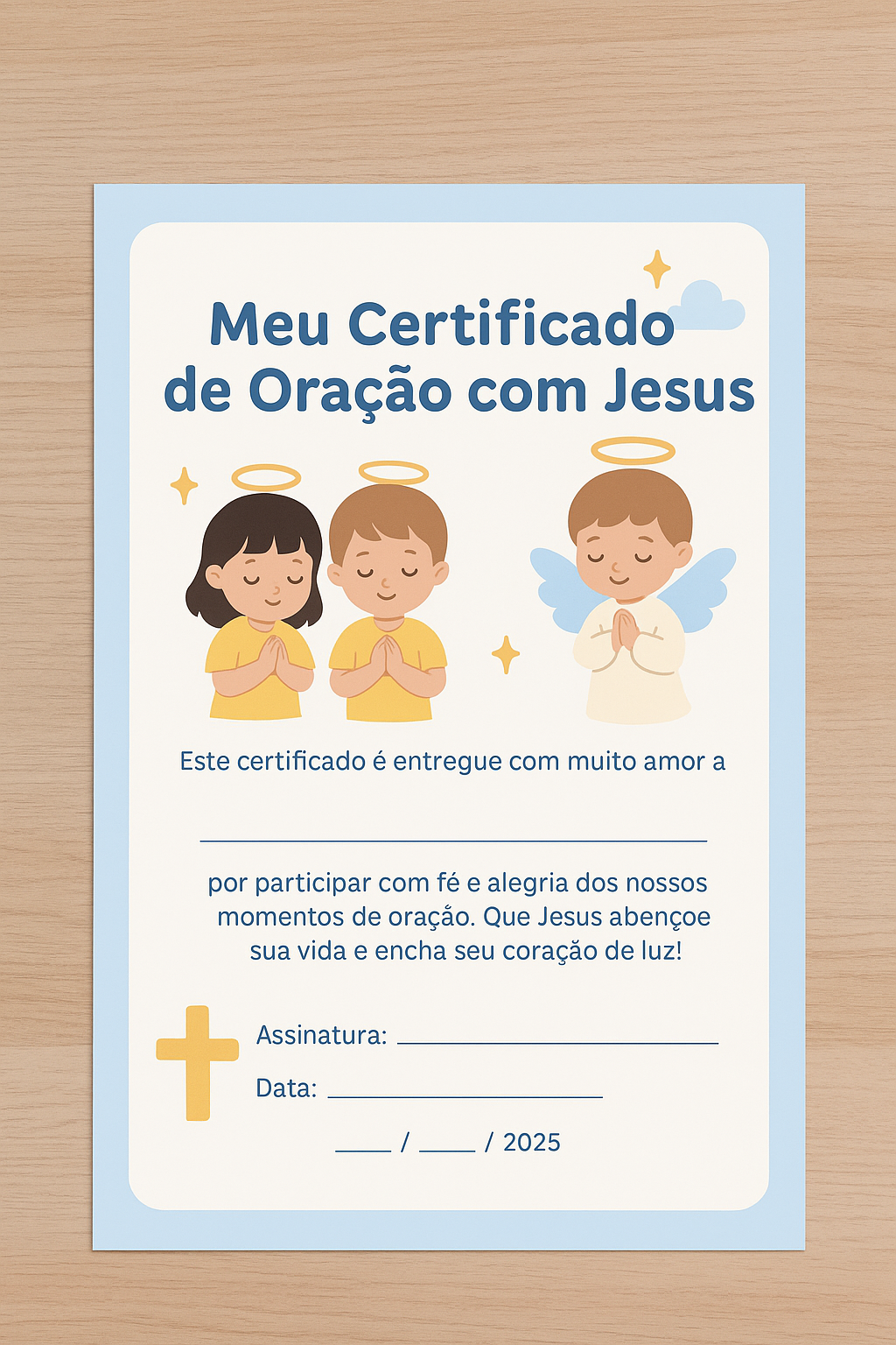 Certificado de Oração com Jesus mochup